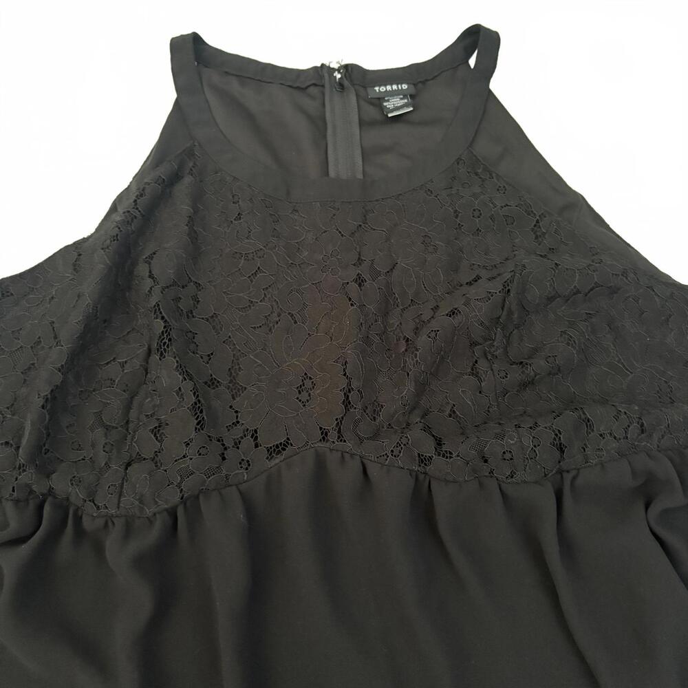 Torrid | Women’s Black Strappy Halter Lace Sheer Layered Blouse Top Size 3X - Picture 2 of 9